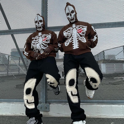 Y2K Skeleton Zip Up Jacket