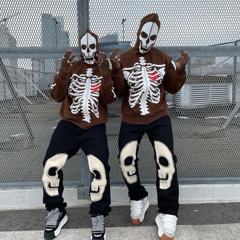 Y2K Skeleton Zip Up Jacket