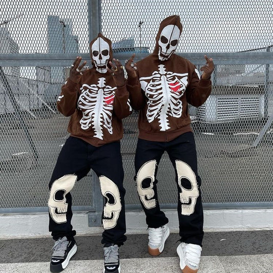 Y2K Skeleton Zip Up Jacket