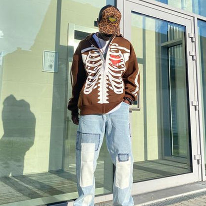 Y2K Skeleton Zip Up Jacket